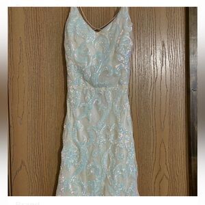 Windsor Blue and White Sequin Mini Dress